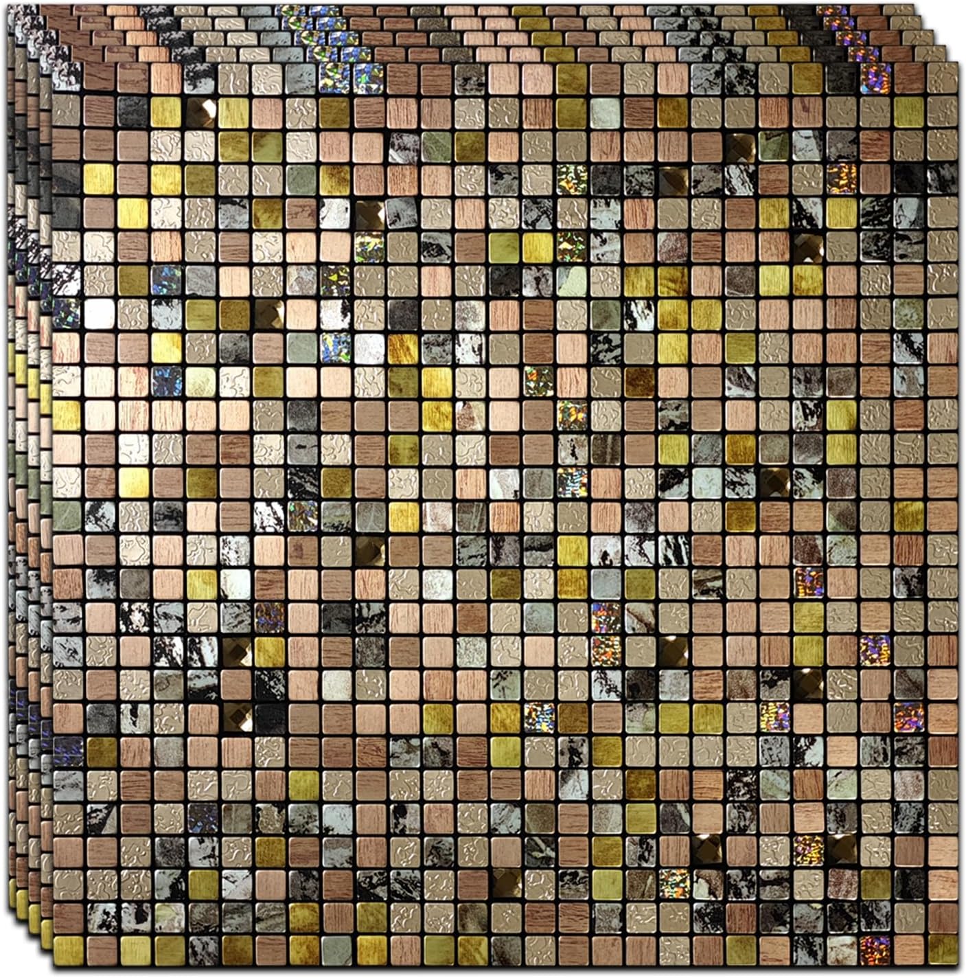 10 Sheets Peel and Stick Backsplash, Waterproof Mosaic Tile Self-Adhesive - Easy Cut to Size for Kitchen, Bathroom, Fireplace DIY Installation (10, Green+Blue Brushed)