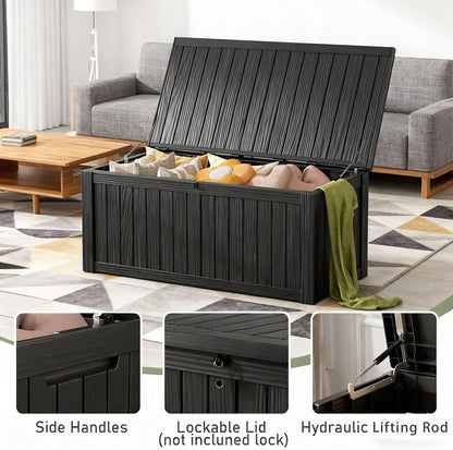 Outdoor Storage Deck Boxes Waterproof, Waterproof and UV Resistant Outdoor Storage Box Lockable Lid for Delivery Box, Indoor, Garden Tools, Pool Supplies, Patio (Black, 31 Gallon)