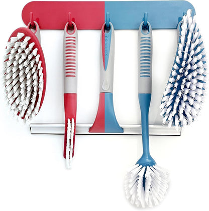 Scrub Brush Set of 3pcs - Cleaning Shower Scrubber with Ergonomic Handle and Durable Bristles - Grout Cleaner Brush - Scrub Brushes for Cleaning Bathroom/Shower/Tile/Kitchen/Floor/Bathtub/Carpet, Blue