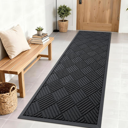 OLANLY Front Door Mat Outside Entrance 29.5x17, Absorbent, Heavy Duty Sturdy Natural Rubber Doormat Indoor Outdoor, Stain and Fade Resistant, Non-Slip Low Profile Floor Mat for Entryway, Grey Diamond