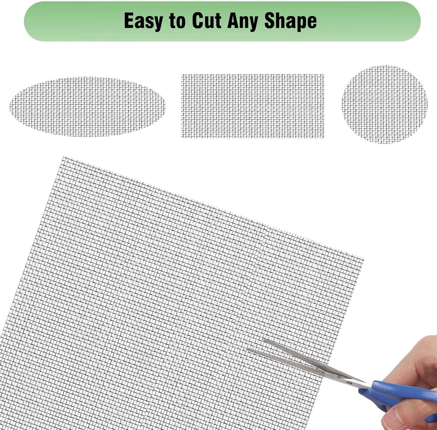 Aluminum Screen Roll with Spline & Rolling Tool – Pet-Resistant Durable Aluminum Window Screen, Screen Repair Kit for Rescreening Windows and Doors