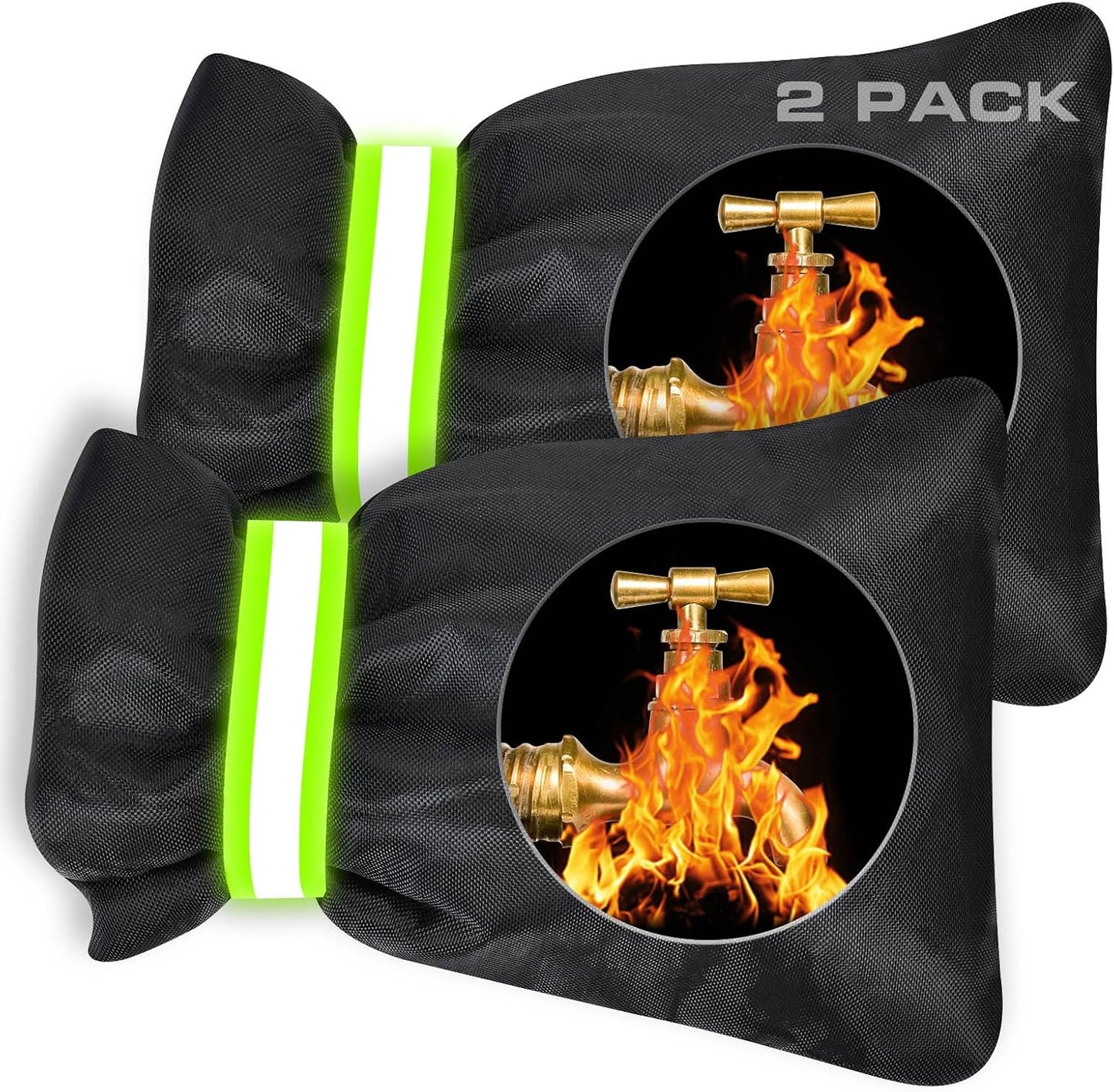 Outdoor Faucet Covers for Winter Freeze Protection - 2 Pack, Thickened Insulated Pipe Covers for Outside, Yard Maintenance Must Haves Waterproof Spigot Covers, 7.7" H x 5.9" W, Black（Reflective