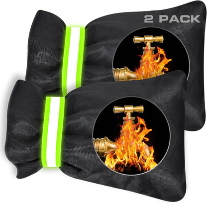 Outdoor Faucet Covers for Winter Freeze Protection - 2 Pack, Thickened Insulated Pipe Covers for Outside, Yard Maintenance Must Haves Waterproof Spigot Covers, 7.7" H x 5.9" W, Black（Reflective