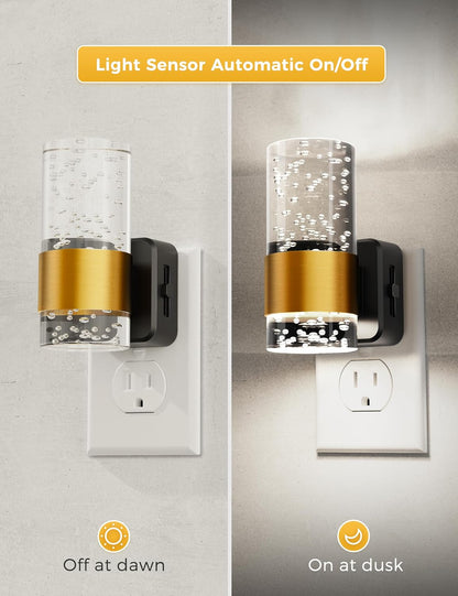 L LOHAS LED Night Light,Dimmable Night Lights Plug into Wall, 2 Pack Acrylic Nightlight with 0-100 LM Adjustable Brightness, 3000K Plug in Night Light with Dusk to Dawn Sensor, for Bathroom Hallway
