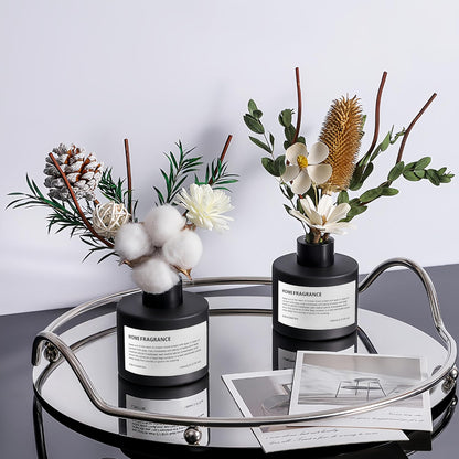 Reed Diffuser Set with Dried Flowers, 3.38fl.oz Fragrance Diffuser with Sticks, Scented Sticks Aroma Diffuser, Home & Office Décor for Air Fresheners, Bathroom (Jasmine Tea)