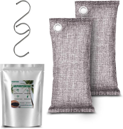 Activated Charcoal Bags Odor Absorbers, Activated Charcoal Odor Absorber for Strong Odors in Car, Closet, Shoe, Pet, Smoke, Basement. Coconut Shell Air Purifying Bag(1 x 500g）