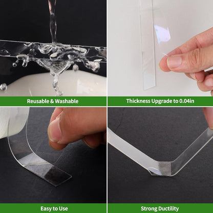 2 Pack Nano Double Sided Tape Duty Mounting Tape Sticky Walls, Double Sided Heavy Duty Rug Tape, Duty Multipurpose Mounting Transparent Tape for Paste Items
