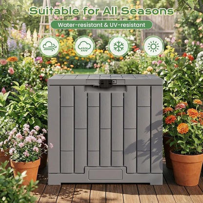 Jocoevol Deck Box 60 Gal, UV Resistant & Waterproof Outdoor Storage Box with Lock, Easy Assemble Storage Bins Container for Pool Patio Garden