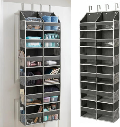 HOMELUX THEORY UPGRADED 6 Tiers Over The Door Organizer Hanging - 100D EXTRA THICK & 50lbs HUGE CAPACITY, 12 Side Mesh Pockets Over The Door Shoe Organizer, Hanging Closet Organizer (Ivory, 1pc)