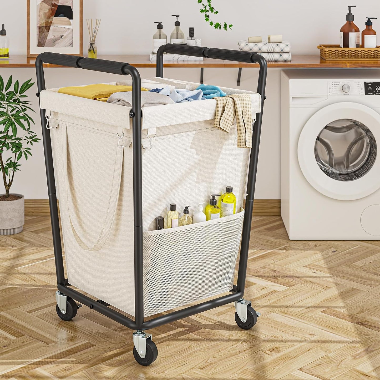 175L Laundry Hamper with Lid 3 Section, Extra Large Laundry Basket with 3 Removable Bags, 46 GAL Laundry Basket Organizer for Bedroom, Laundry Room, Dorm, Grey