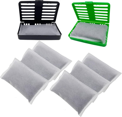 Trash Can Deodorizer Kit Stick-On Activated Carbon Odor Eliminator for Large Trash Cans, Indoor Kitchen Compost bins, Big Step or Touchless Sensor Garbage Cans (2 Black Kits)