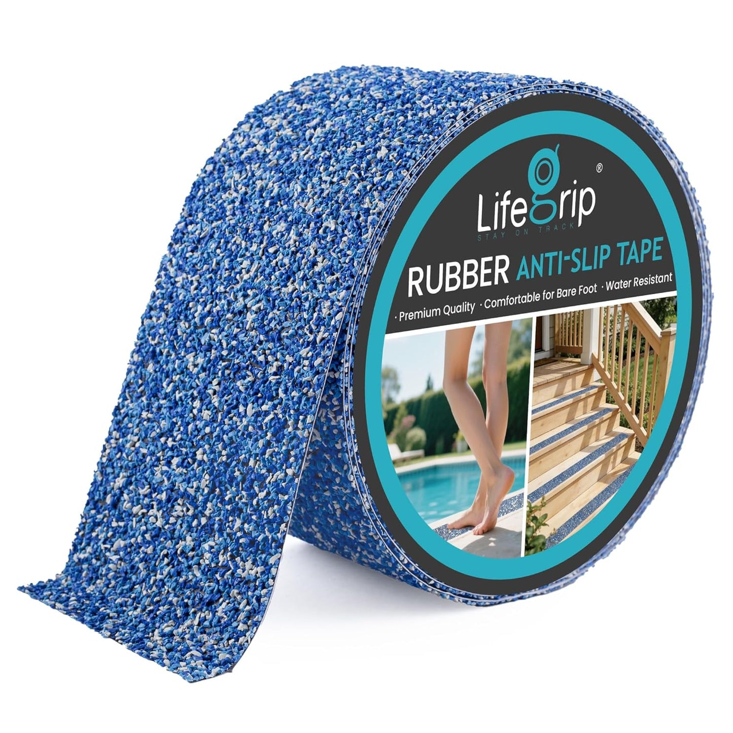 Lifegrip Anti Slip Tape, 4 Inch x 15 Foot Non-Slip Traction Grip Tape for Stairs, Waterproof Stair Treads Grip Non Slip, Non Skid Tape for Steps, Outdoor Black Grip Tape (4" X 15')