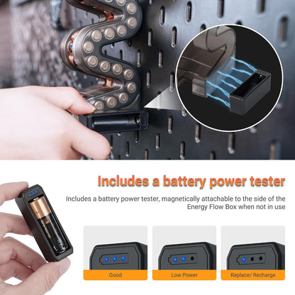 KIWIFOTOS 27 AA + 35 AAA Combo Battery Case Set with Tester | 62 PCS AA AAA Battery storage, Pegboard compatible, Wall Mount Battery Organizer Dispenser, magnetic tester, no‑assembly