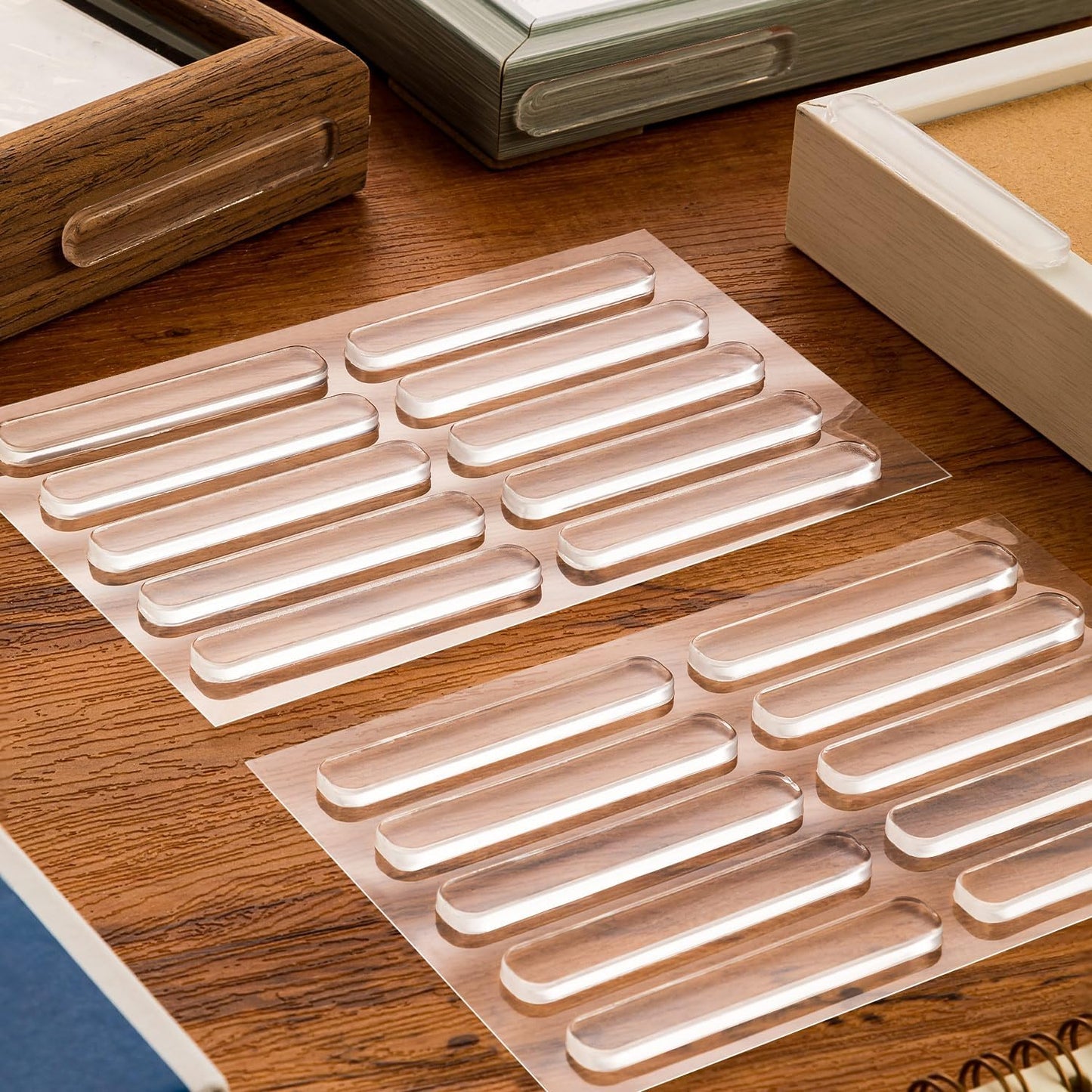 Cabinet Door Bumpers, 40 pcs Cabinet Bumper Clear Self Adhesive, Rubber Bumpers Stripes, Clear Bumper for Cabinets Pads for Sound Dampening Buffer Pads（2.75 * 0.4in）