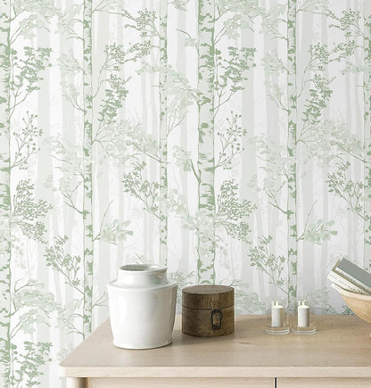 Safiyya Peel and Stick Wallpaper Beige Forest Contact Paper 17.3" x 118" Vintage Tree Wall Paper Renter Friendly Self Adhesive Removable Wallpaper for Bathroom Vinyl Off-White