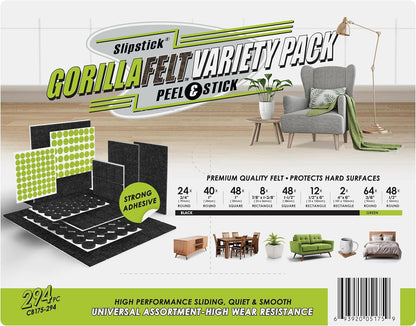 GorillaFelt Chair Leg Floor Protectors/Felt Chair Glides (Set of 16) Tap-On Felt Furniture Pads Guaranteed to Stay On, 1 Inch Round Chair Sliders