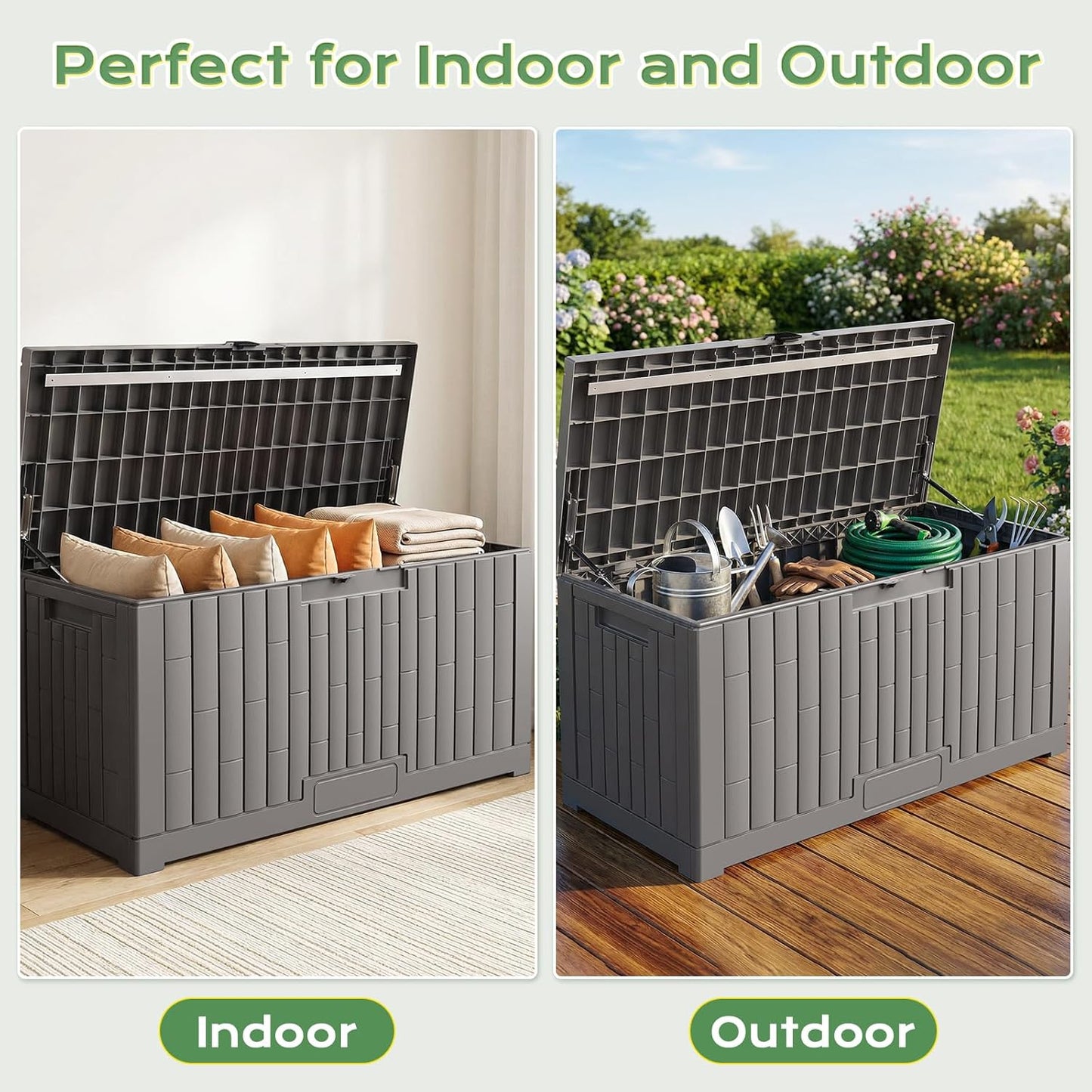 Jocoevol Deck Box 60 Gal, UV Resistant & Waterproof Outdoor Storage Box with Lock, Easy Assemble Storage Bins Container for Pool Patio Garden