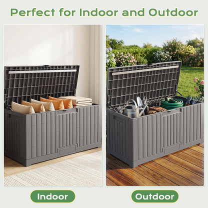 Jocoevol Deck Box 60 Gal, UV Resistant & Waterproof Outdoor Storage Box with Lock, Easy Assemble Storage Bins Container for Pool Patio Garden