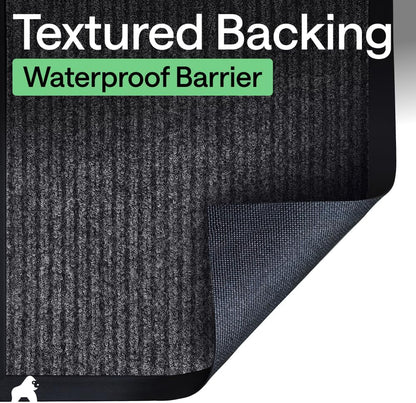 GORILLA GRIP Waterproof Traffic Guard Door Mat, Heavy Duty Entryway Mats, Strong Backing Commercial Utility Rugs for Office Hallway, Garage Floor and Home, Low Profile Carpet Runner, 29x17, Black
