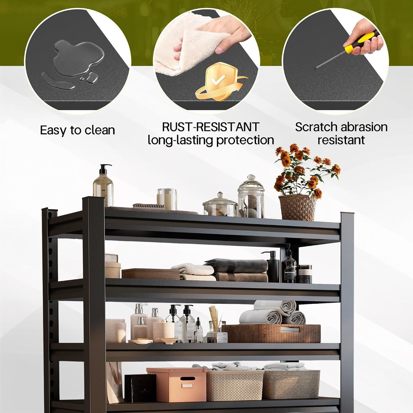 Over Washer and Dryer Shelves, Laundry Room Shelves Adjustable Metal Heavy Duty Freestanding Storage Shelving, Washing Machine Rack for Organization and Storage, Black (39.4" W X 17.7" D X 71.2" H)