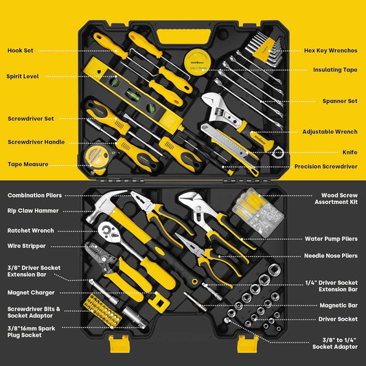 Enventor Tool Set, 231 Piece Home Tool Kit with Toolbox, Combination Wrench and Hand Tools for Home Repairs, Auto Maintenance, DIY & General Use, Household Repair Tools for Men & Women