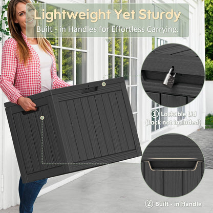 KAMABOKO 31 Gallon Outdoor Storage Box, Resin Deck Boxes Indoor and outdoor, Waterproof Storage Box Lockable Lid for Garden Tools, Package Delivery, Pool Supplies, Patio Cushions, Black