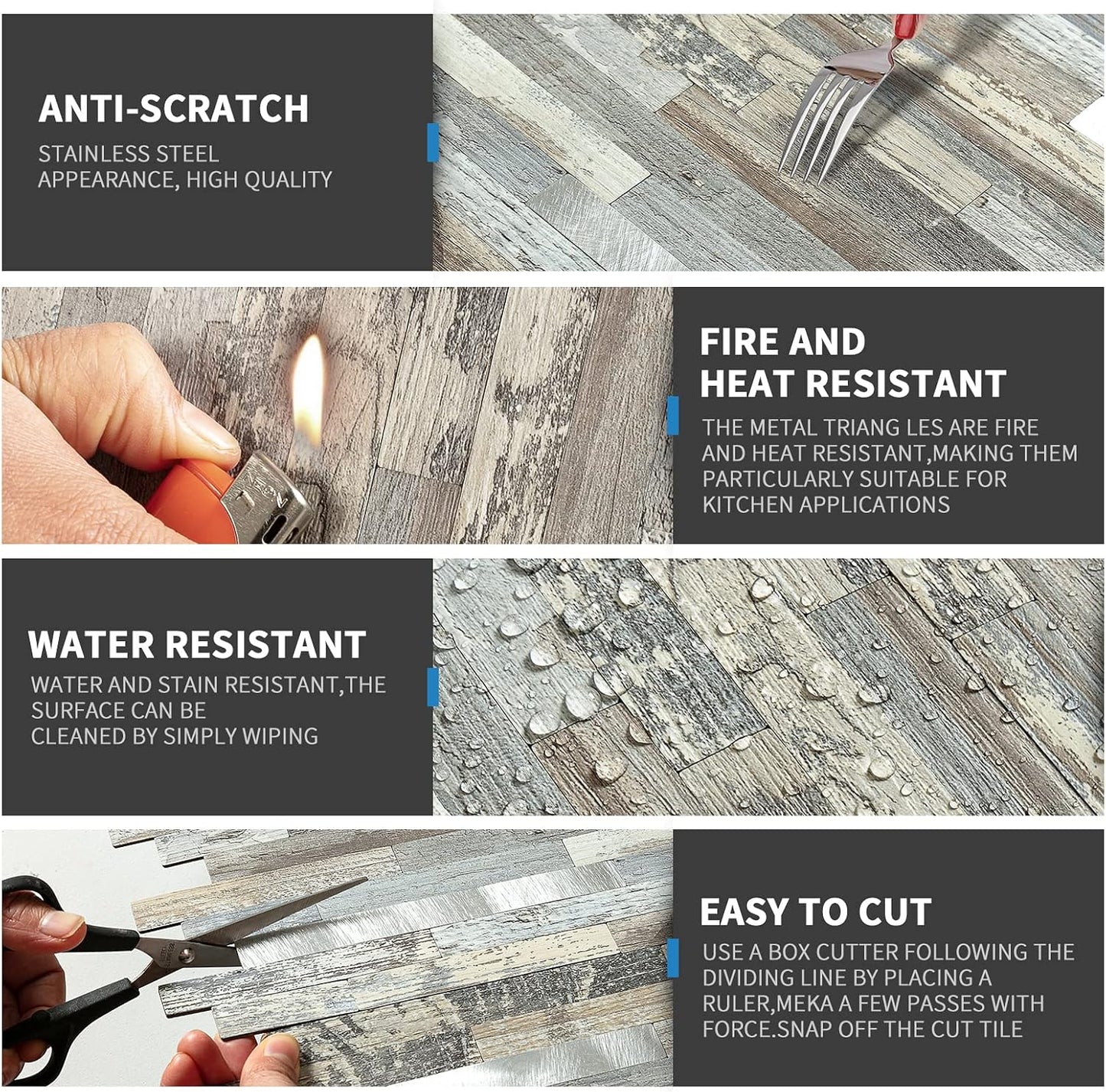 Midcard 10 Sheets Peel and Stick Backsplash PVC Wall Tile,for Kitchen Backsplash