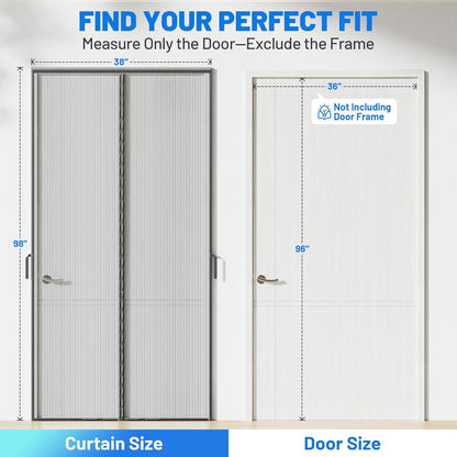 Heavy Duty Magnetic Screen Door Mesh - Auto-Sealing Hand-Free Door Net Screen with 50 Magnets, Pet & Kid Friendly, PET Fine Mesh Doors Screens Keep Bugs & Mosquitos Out Fits Front Doors Size 36” x 82”