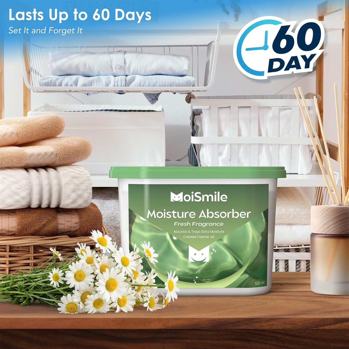 Moisture Absorbers, Efficient Humidity Absorber ＆ Odor Eliminator Boxes, Refillable Car Dehumidifier for Closet, Bathroom, Basement＆ RV, 3 Pack, Fragrance Free