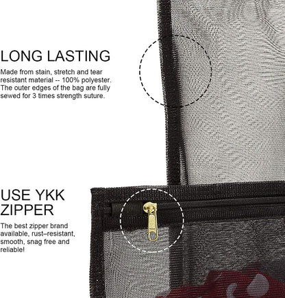 TENRAI 3 Pack (3 Medium) Delicates Laundry Bags, Bra Fine Mesh Wash Bag, Use YKK Zipper, Have Hanger Loops, Zippered, Protect Best Clothes in The Washer (Black)