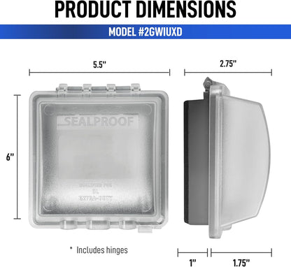 Sealproof 2-Gang Weatherproof In Use Outlet Cover | Two Gang Outdoor Plug and Receptacle Protector, Lockable, UL Extra Duty Compliant, 45 Configurations