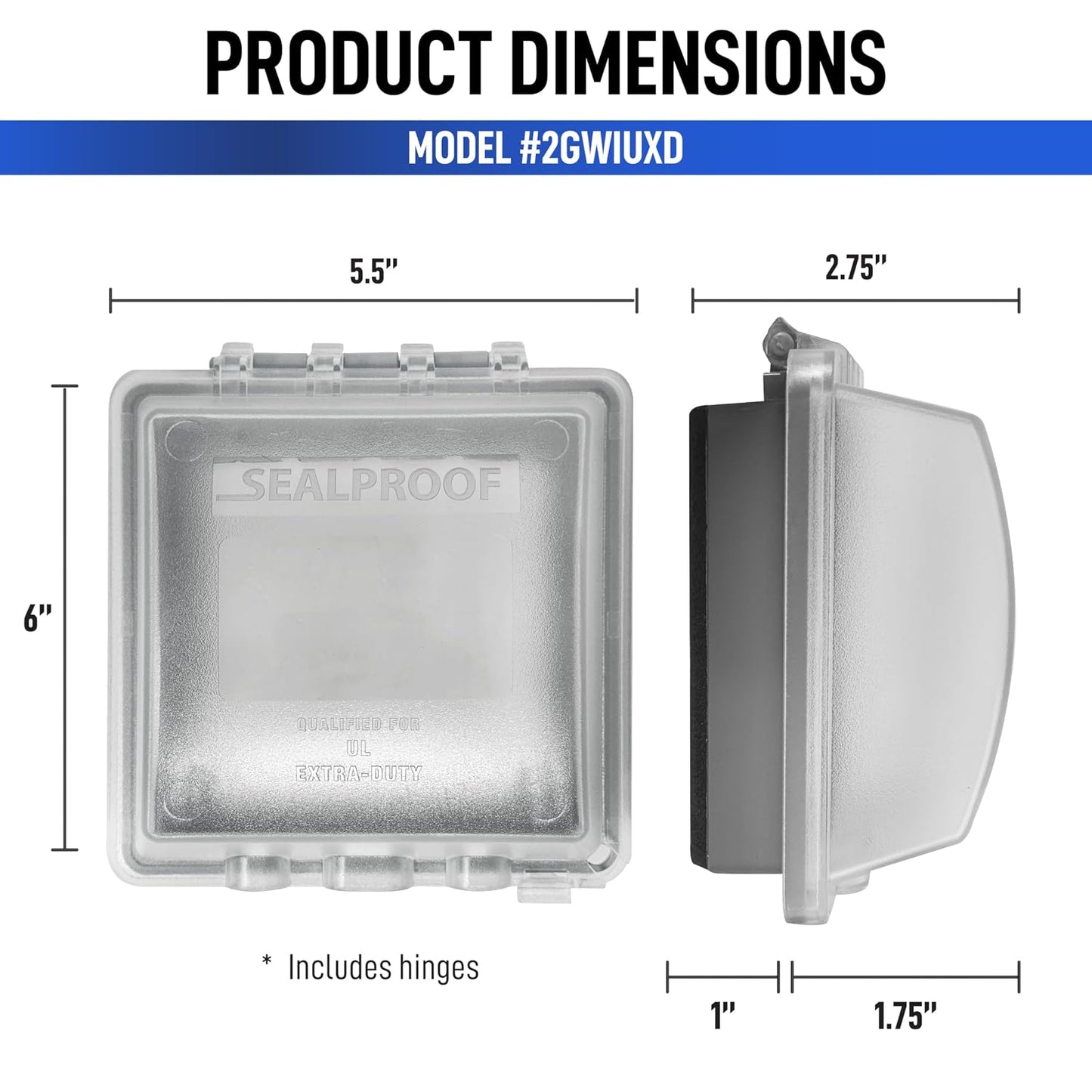 Sealproof 1-Gang Extra Deep Weatherproof in Use Outdoor Duplex Outlet Cover with Box Kit, Lockable, UL Extra Duty Compliant, 18 Configurations