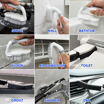 Scrub Brush - 6 Pack, Scrub Brushes for Cleaning, Heavy-Duty Scrub Brush, Stiff Bristles Cleaning Brush, for Kitchen, Bathtub, Floor and Wall Surfaces, Grey