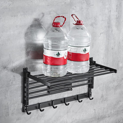 Laundry Clothes Drying Rack, Wall Mounted Swivel Towel Rack with Hooks and Swing Arms, Space Saver in Laundry Room and Bathroom, Space Aluminum