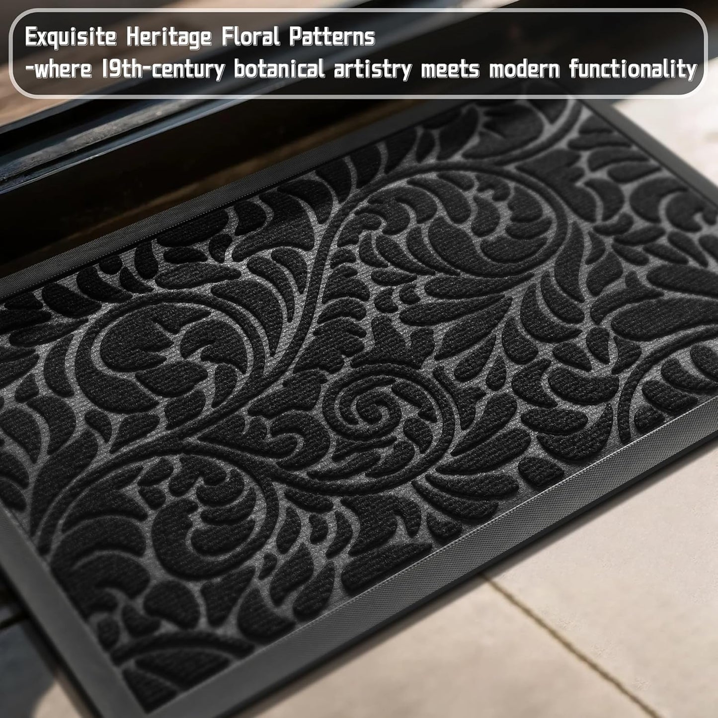 Yimobra Front Door Mat Outside Entrance, Waterproof Sturdy Retro Outdoor Mat, Heavy Duty Non-Slip Doormat for Garage Patio Entryway Indoor, Easy Clean, 29.5x17, Grey