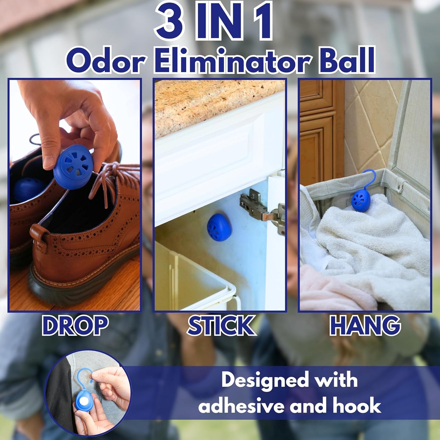 Air Jungles 3-in-1 Odor Eliminator Balls Bundle, Fresh Linen & Ocean Scent, 6 Count Each (12 Total), Essential Oil Deodorizing Balls for Shoes, Gym Bags, Lockers, Closets, Hampers & Drawers