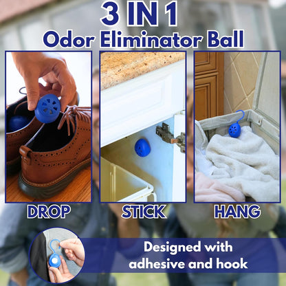 Air Jungles 3-in-1 Odor Eliminator Balls Bundle, Fresh Linen & Ocean Scent, 6 Count Each (12 Total), Essential Oil Deodorizing Balls for Shoes, Gym Bags, Lockers, Closets, Hampers & Drawers