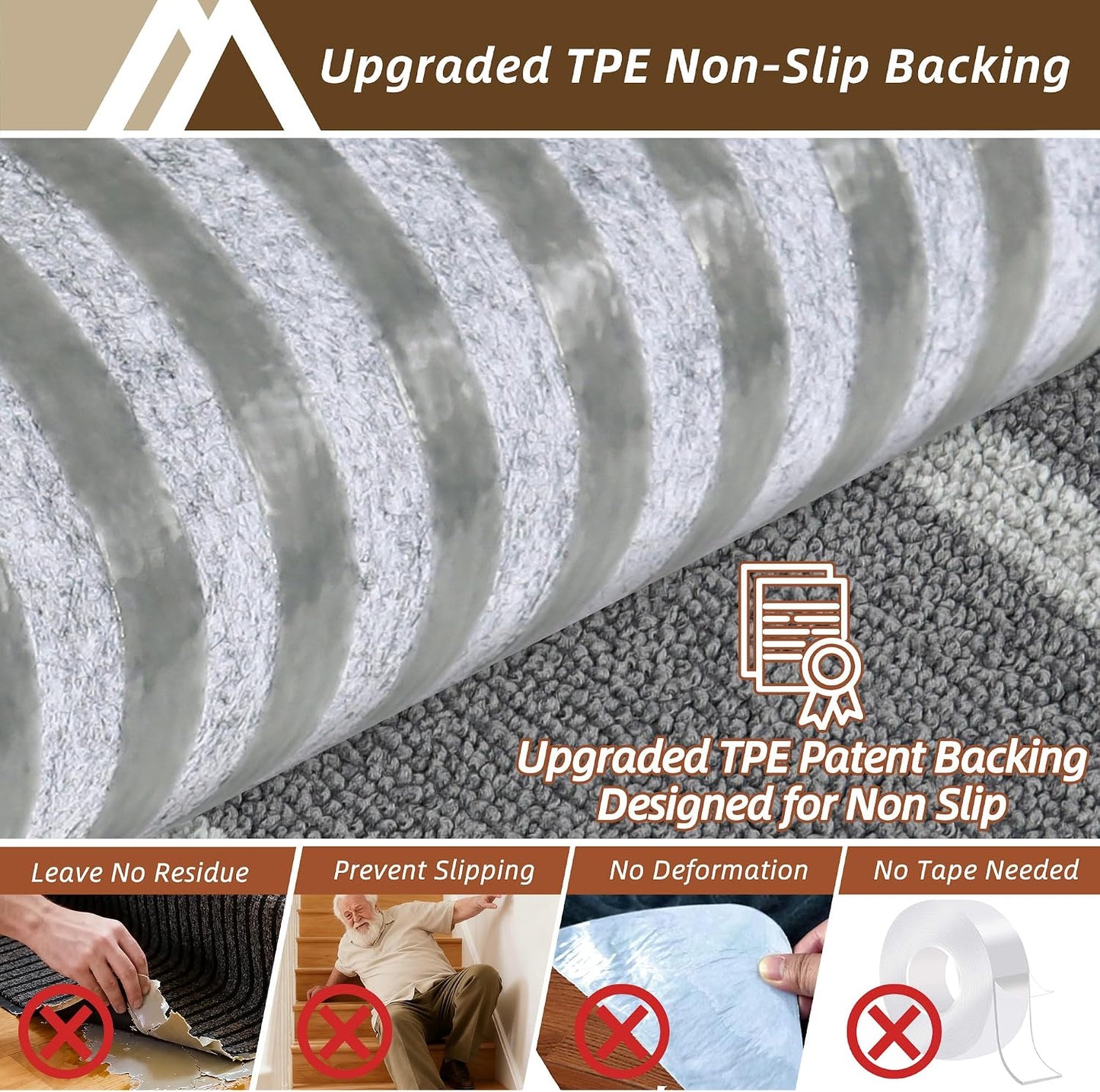 COSY HOMEER Soft Stair Treads Non-Slip Carpet Mat 28inX9in Indoor Stair Runners for Wooden Steps, Stair Rugs for Kids and Dogs, 100% Polyester TPE Backing 4pcs, Grey