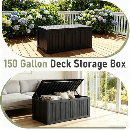 Outdoor Storage Deck Boxes Waterproof, Waterproof and UV Resistant Outdoor Storage Box Lockable Lid for Delivery Box, Indoor, Garden Tools, Pool Supplies, Patio (Black, 31 Gallon)
