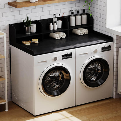 ChooChoo 2-Tier Washer Dryer Countertop with Adjustable Shelf, Spacious Laundry Room Storage for Folding Clothes and Efficient Organization, Walnut