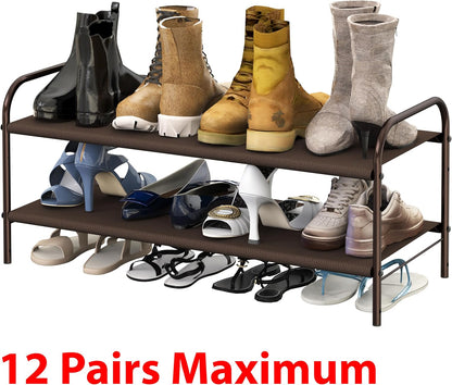Simple Houseware 3-Tier Shoe Rack Storage Organizer, Grey – Space-Saving Shoe Shelf, Holds 9–16 Pairs, Sturdy Metal Frame, Easy Assembly – Closet, Entryway, Bedroom Shoe Storage Solution