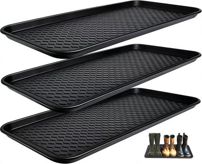 All-Weather Indoor Outdoor Boot Tray, 30"x15"x1.2" Large Boot Trays for Entryway, Plastic Shoe Tray for Shoes Boots Plants Pots Paint Tins Pet Bowls Car Storage, Waterproof Shoe Mat