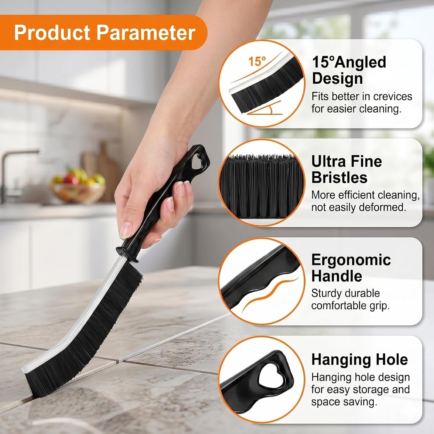 4 Pack Hard Bristle Crevice Cleaning Brushes Set Multipurpose Gap Grout Scrubber Small Scrub Brush Cleaning Tools for Shower Window Tracks Sliding Door Bathroom Sink Detailing Narrow Space Wash Toilet