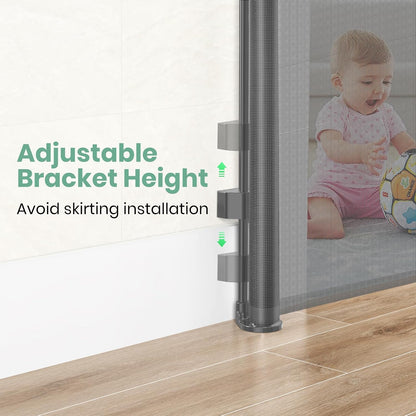 HAMOPY Retractable Baby Gate, 33" Tall, Extends up to 55" Wide, Durable Auto-Lock Baby Gates for Stairs, Mesh Dog Gate and Child Safety Gates for Doorways, Hallways, Indoor, Outdoor(Black)