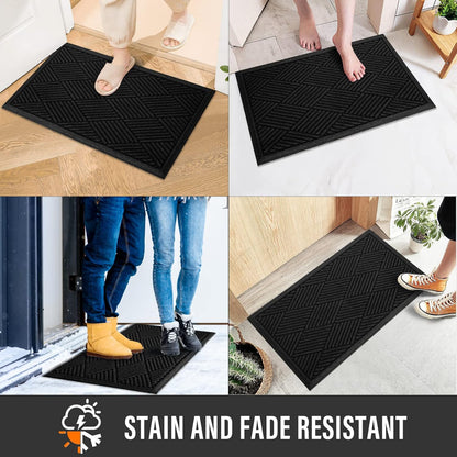 HIYARD Sturdy Front Door Mat, Absorbent Muddy Dirt Resist Welcome Door Mats Outdoor Indoor, Stain and Fade Resistant, Non-Slip Rubber Backing Low Profile Doormat for Entryway, 30×17, Beige