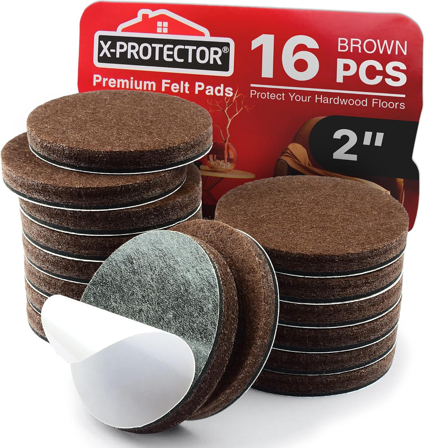 24 Heavy-Duty Felt Furniture Pads 1” 1/4” Thick X-Protector! Square Felt Pads for Furniture Feet - The Best Felt Floor Protectors for Furniture to Prevent Scratches. Protect Your Hard Floor! (Brown)