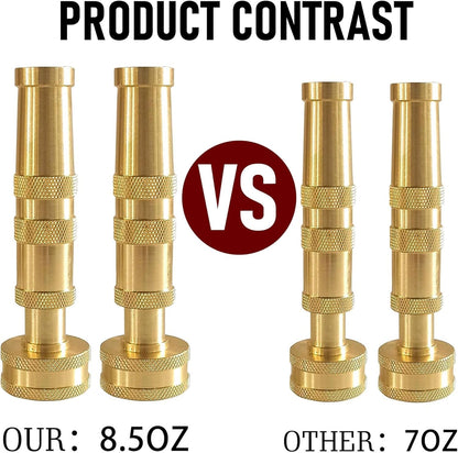 Hourleey Adjustable Twist Hose Nozzle, 4" Heavy-Duty Brass Hose Nozzle with 10 Garden Hose Rubber Washers, 2 Pack