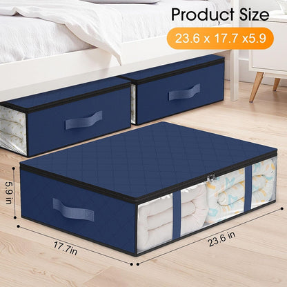 StorageRight Under Bed Storage Bags 3 Pack, 40L Large Clothes & Comforter Storage Containers with Clear Window, Breathable Fabric Organizer for Blankets, Bedding, Seasonal Clothing