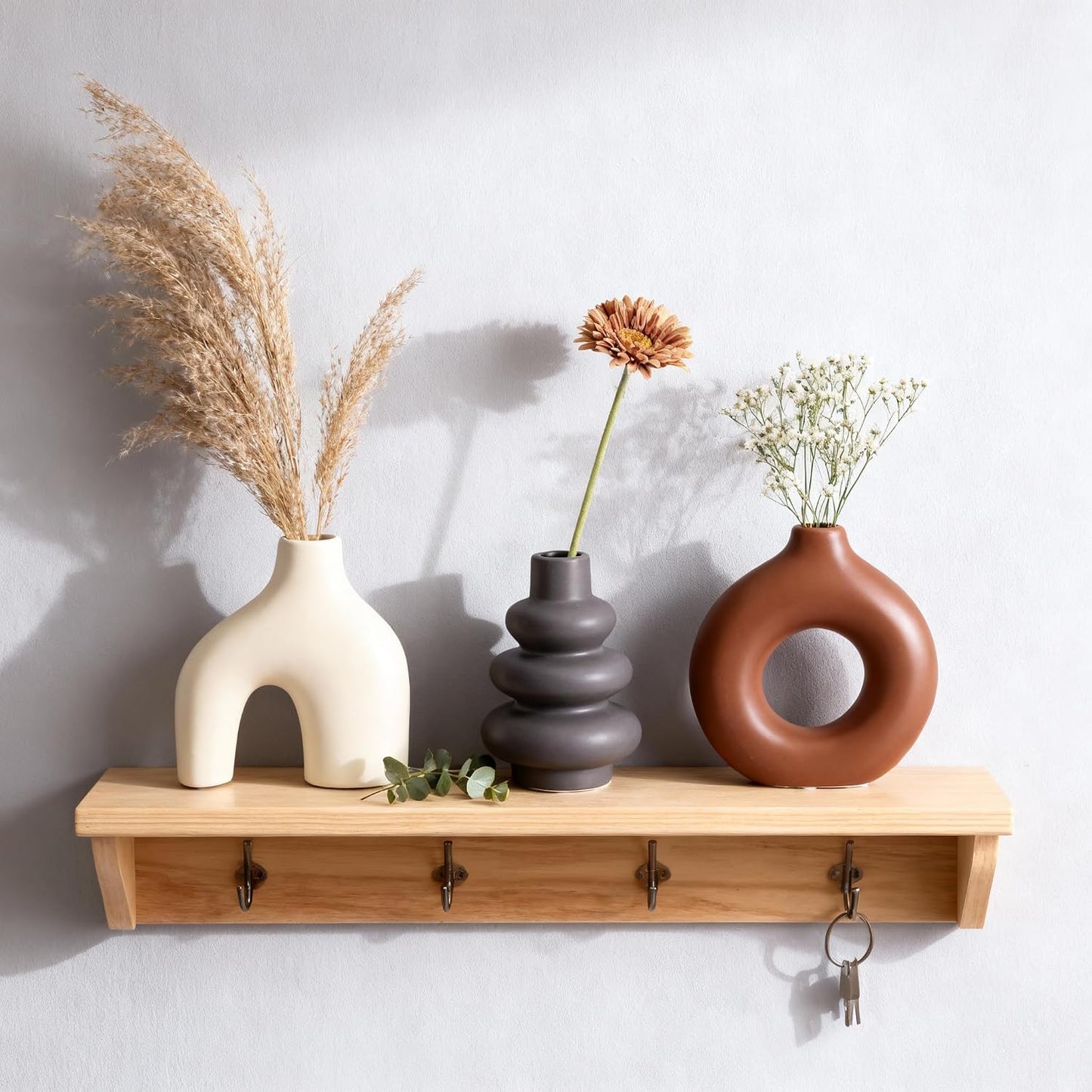 Ceramic 3 Pcs Vase Set,Modern Home Decor Table Centerpiece,Minimalist Nordic Vases, Wedding, Living Room, Bookshelf, Office, Modern Home, Entryway Boho Decor (D)