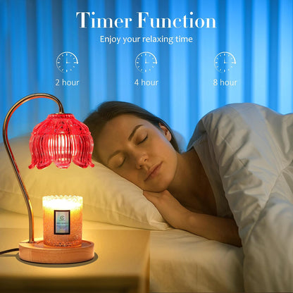 Flower Candle Warmer Lamp with Timer & Dimmer - Fits All Jar Scented Candles - Christmas & Mother's Day Gift for Women，Mom，Her